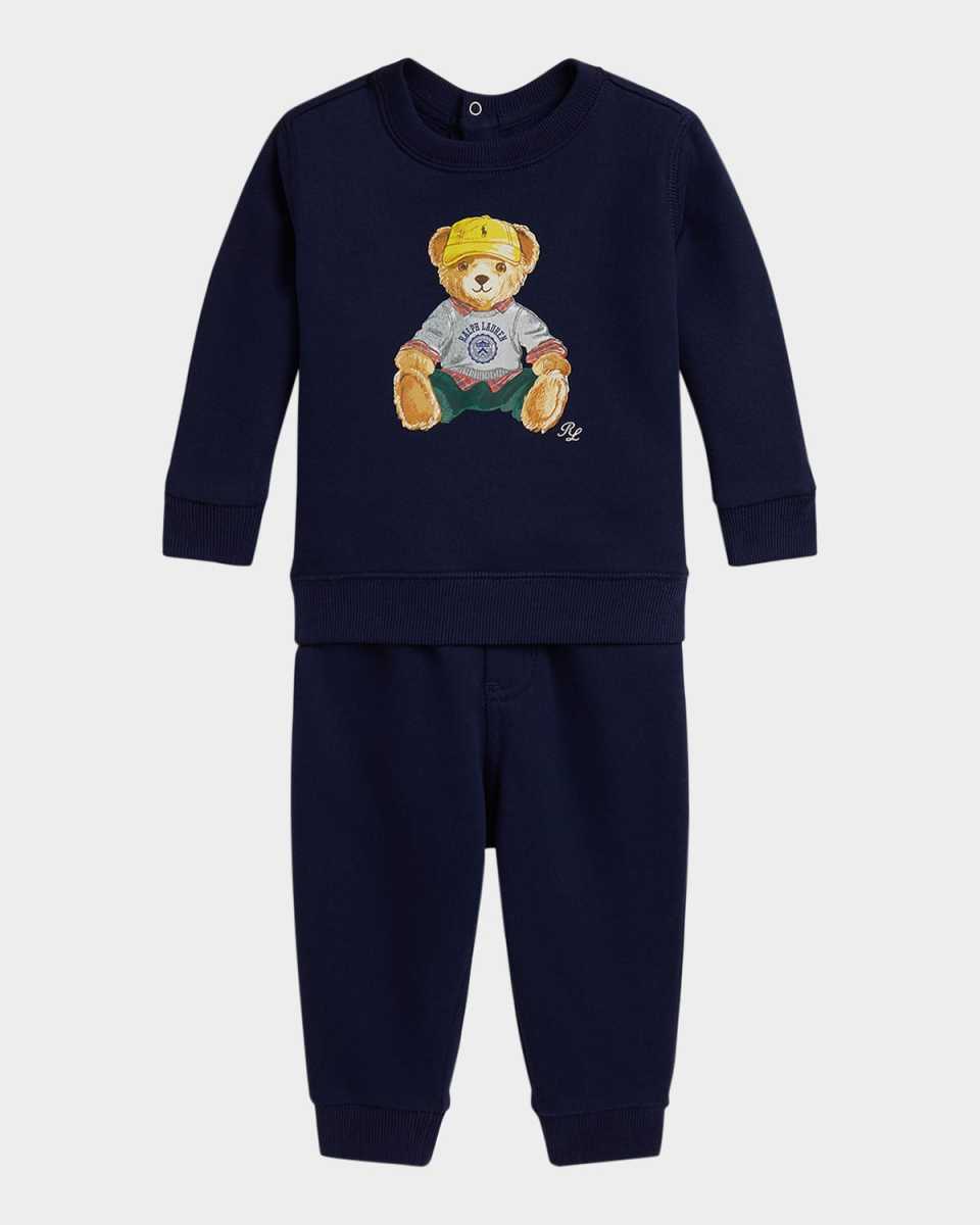 Boy's Magic Fleece Polo Bear Sweatshirt & Pants Set, Size 6M-